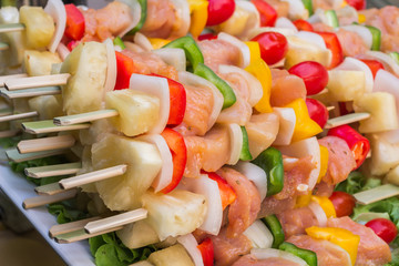 Barbecue grill with various kinds of meat