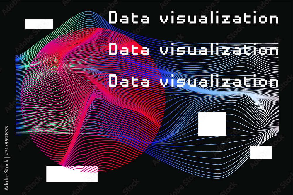Aufkleber Abstract background with generative art elements. Futuristic and glitched shapes in cyberpunk style, Data visualization concept.