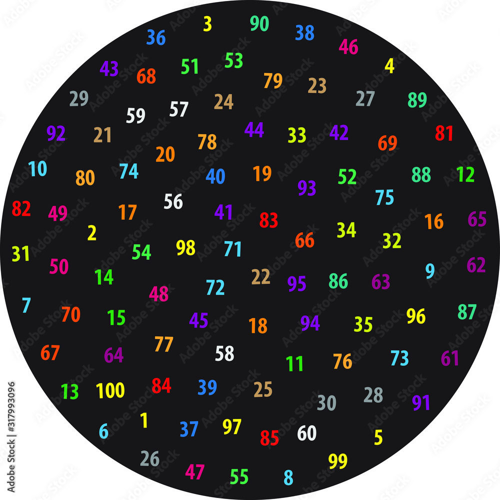 Poster random number 1-100 in circle shape, vector