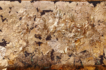 gold leaf texture on dark background, Abstract shiny surface for background