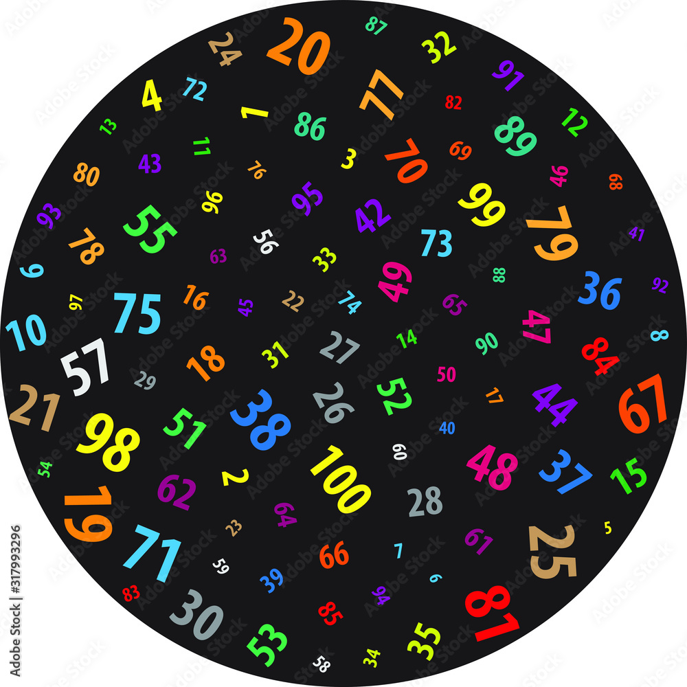 Poster random number 1-100 in circle shape, vector