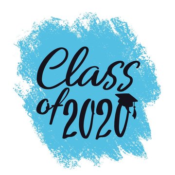Class of 2020 with graduation cap and abstract background