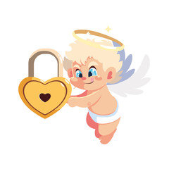 cute cupid angel on white background , valentines day
