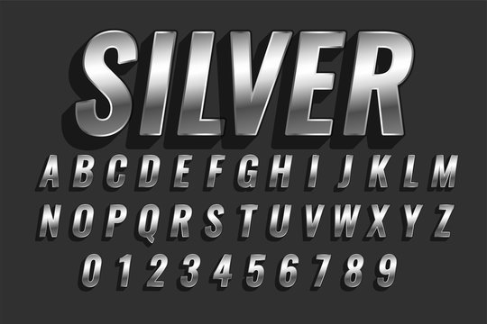 shiny silver 3d style text effect design