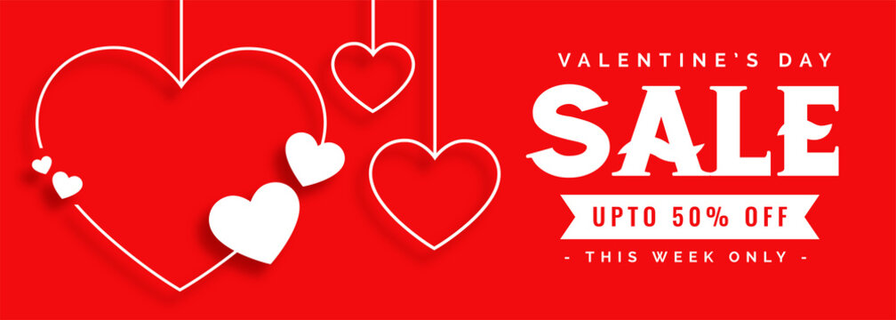 elegant line style valentines day sale banner