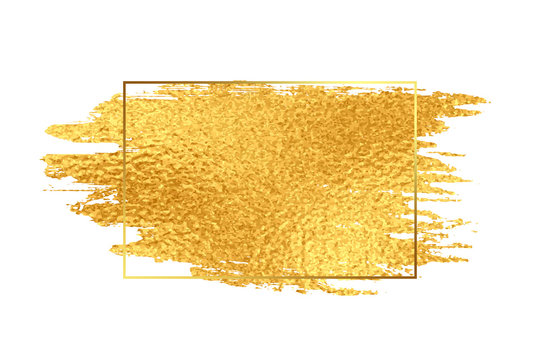 golden paint brush stroke with foil texture frame