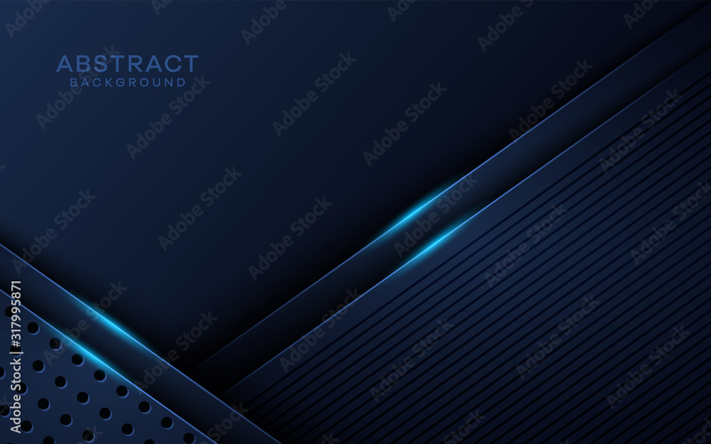 Aufkleber abstract metallic blue shiny color black frame layout modern tech design vector template background.