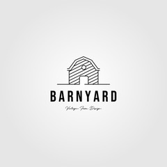 barn farm logo minimalist line art building vintage vector illustration design