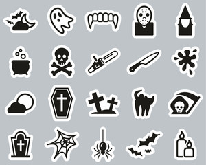 Horror Or Scary Icons Black & White Sticker Set Big
