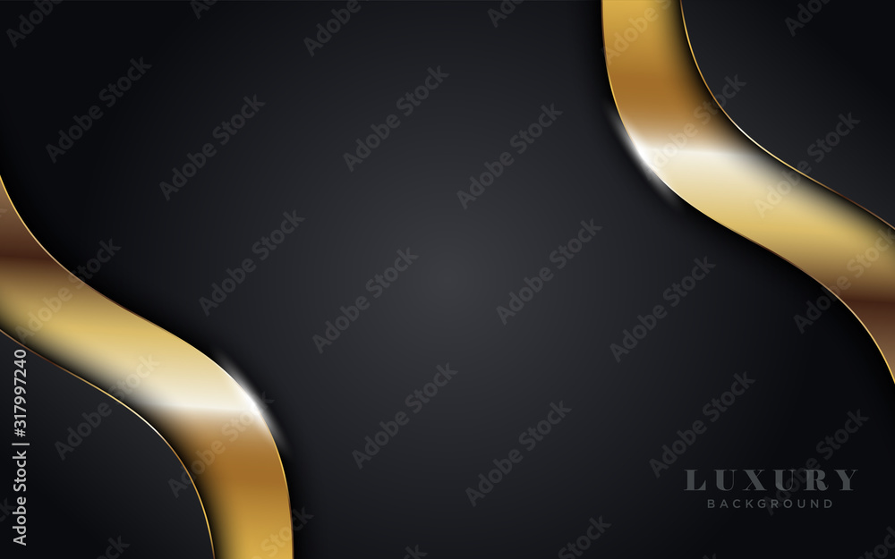 Poster luxurious black dark background combine with golden shape element.