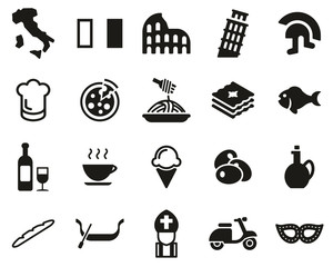 Italy Country & Culture Icons Black & White Set Big