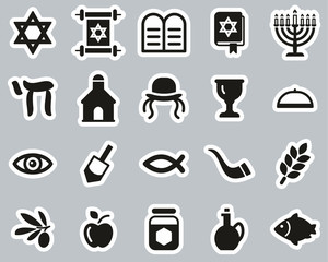Judaism Religion & Religious Items Icons Black & White Sticker Set Big