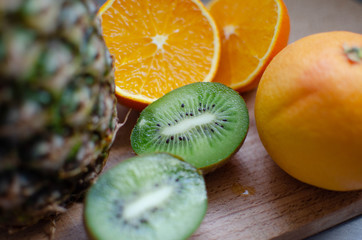 Owoce, kuchnia, sok, zdrowe, fit, kolor, soczyste, ananas, kiwi