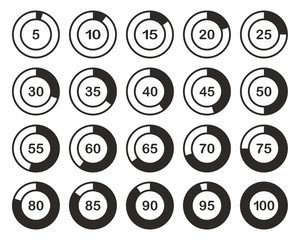 Loading Or Percentage Icons Black & White Set 01 Big