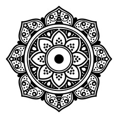 Decorative round ornament, black-white, isolated on white. Good decoration for the holidays. Perfect for printing, laser cutting.