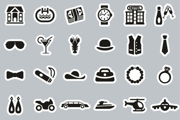 Luxury Or Luxury Life Icons Black & White Sticker Set Big