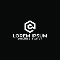 Initial letter e logo template with 3d cube hexagonal symbol in flat design monogram illustration