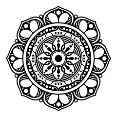 Decorative round ornament, black-white, isolated on white. Good decoration for the holidays. Perfect for printing, laser cutting.