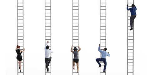 Business People Climbing Ladders