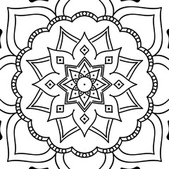 Decorative round ornament, black-white, isolated on white. Good decoration for the holidays. Perfect for printing, laser cutting.