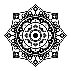 Decorative round ornament, black-white, isolated on white. Good decoration for the holidays. Perfect for printing, laser cutting.