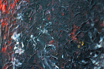 Black gold red textured acrylic painting