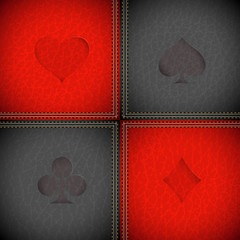 Deck of Card imprinted on Leather Texture background vector illustration eps 10