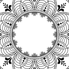 Decorative round ornament, black-white, isolated on white. Good decoration for the holidays. Perfect for printing, laser cutting.