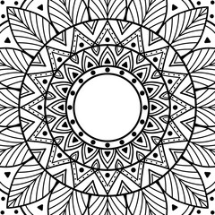 Decorative round ornament, black-white, isolated on white. Good decoration for the holidays. Perfect for printing, laser cutting.