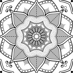 Decorative round ornament, black-white, isolated on white. Good decoration for the holidays. Perfect for printing, laser cutting.