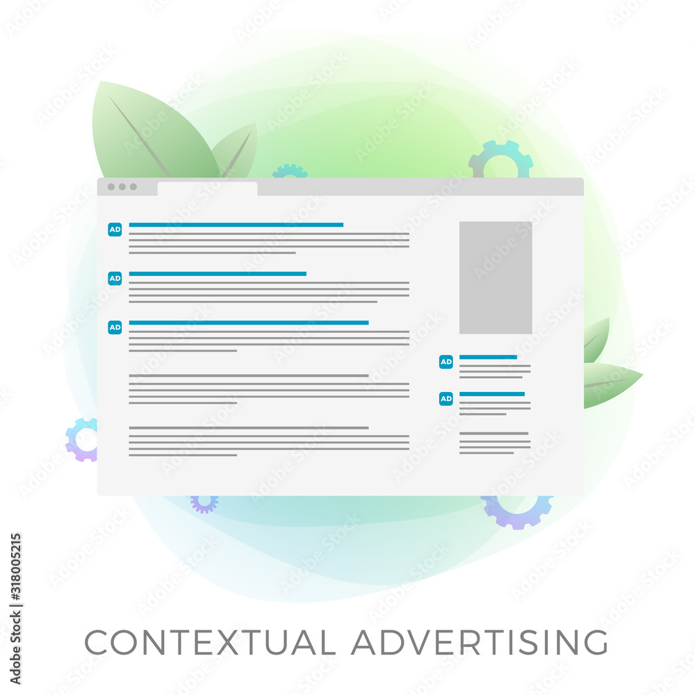 Poster contextual advertising flat vector icon. business concept with a browser window and context ads high