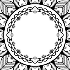 Decorative round ornament, black-white, isolated on white. Good decoration for the holidays. Perfect for printing, laser cutting.
