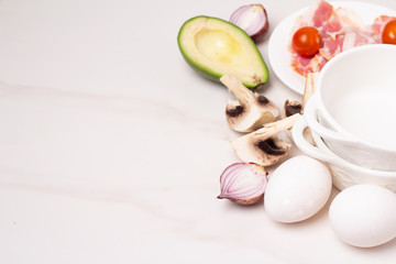 breakfast ingredients: eggs and vegetables