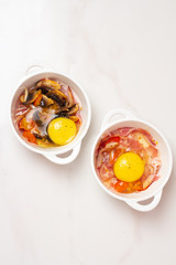 fried eggs in a bowl