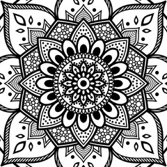 Decorative round ornament, black-white, isolated on white. Good decoration for the holidays. Perfect for printing, laser cutting.