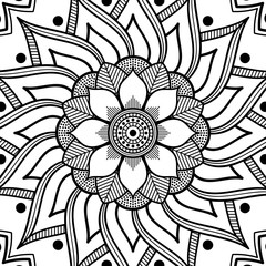 Decorative round ornament, black-white, isolated on white. Good decoration for the holidays. Perfect for printing, laser cutting.