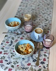 fruit with milk and coffee