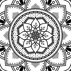 Decorative round ornament, black-white, isolated on white. Good decoration for the holidays. Perfect for printing, laser cutting.