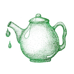 Hand drawn set with tea elements. Kettle, teapot for the design of the banner, print, label, menu poster cafe