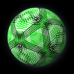 Artfully designed and colorful ball, 3D illustration on black background 