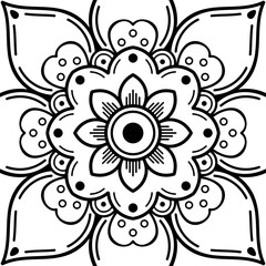 Decorative round ornament, black-white, isolated on white. Good decoration for the holidays. Perfect for printing, laser cutting.