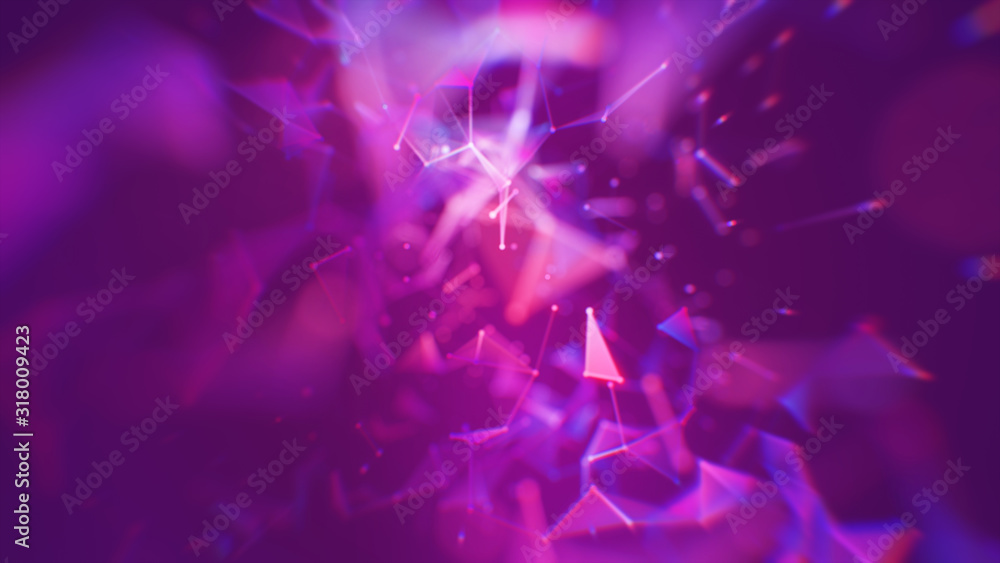 Poster lines connected triangles. network sphere system. digital data plexus technology construction. conne