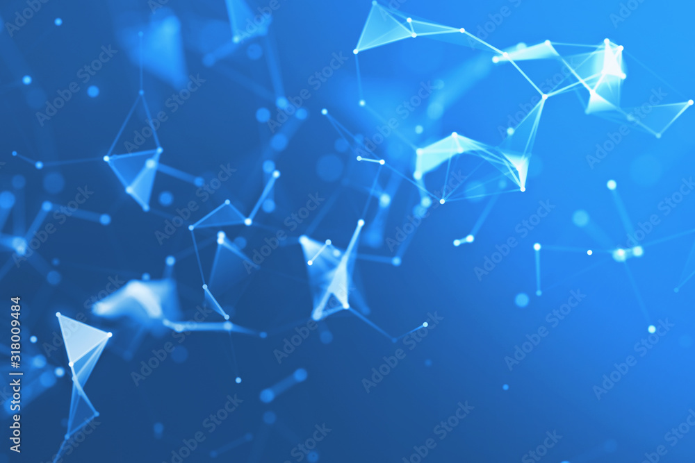 Poster lines connected triangles. network sphere system. digital data plexus technology construction. conne