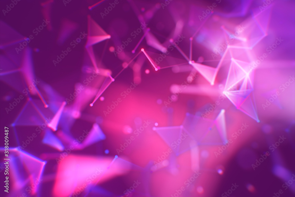 Poster lines connected triangles. network sphere system. digital data plexus technology construction. conne