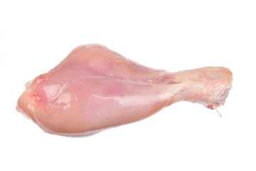 Raw chicken leg piece isolated on white background