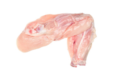 top view of uncooked fresh chicken wing isolated on white background