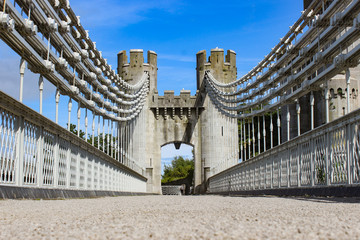 Conwy Suspension Bridge at Conwy Castle, Conwy, Wales