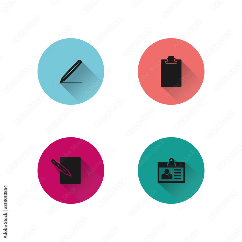 Poster set of various icon vector long shadow design