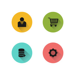 Set of various icon vector long shadow design