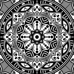 Decorative round ornament, black-white, isolated on white. Good decoration for the holidays. Perfect for printing, laser cutting.